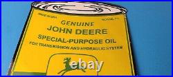 Vintage John Deere Sign Genuine Motor Oil Can Gas Pump Porcelain Sign