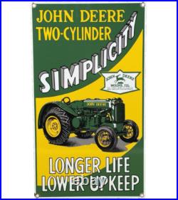 Vintage John Deere Tractor Porcelain Sign Service Gas Oil Dealership Farm Vintage John Deere Tractor Porcelain Sign Service Gas Oil Dealership Farm