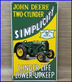 Vintage John Deere Tractor Porcelain Sign Service Gas Oil Dealership Farm Vintage John Deere Tractor Porcelain Sign Service Gas Oil Dealership Farm