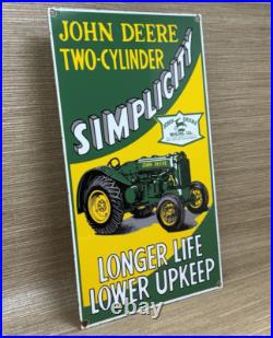 Vintage John Deere Tractor Porcelain Sign Service Gas Oil Dealership Farm Vintage John Deere Tractor Porcelain Sign Service Gas Oil Dealership Farm