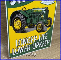 Vintage John Deere Tractor Porcelain Sign Service Gas Oil Dealership Farm Vintage John Deere Tractor Porcelain Sign Service Gas Oil Dealership Farm