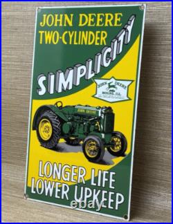 Vintage John Deere Tractor Porcelain Sign Service Gas Oil Dealership Farm Vintage John Deere Tractor Porcelain Sign Service Gas Oil Dealership Farm