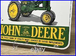 Vintage John Deere Tractor Porcelain Sign Service Gas Oil Dealership Farm Barn