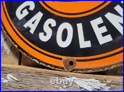 Vintage Johnson Gasolene Porcelain Sign Old Gas Pump Plate Motor Oil Advertising Vintage Johnson Gasolene Porcelain Sign Old Gas Pump Plate Motor Oil Advertising
