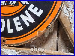 Vintage Johnson Gasolene Porcelain Sign Old Gas Pump Plate Motor Oil Advertising Vintage Johnson Gasolene Porcelain Sign Old Gas Pump Plate Motor Oil Advertising