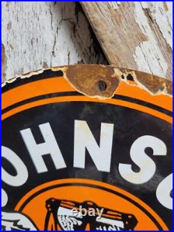Vintage Johnson Gasolene Porcelain Sign Old Gas Pump Plate Motor Oil Advertising Vintage Johnson Gasolene Porcelain Sign Old Gas Pump Plate Motor Oil Advertising