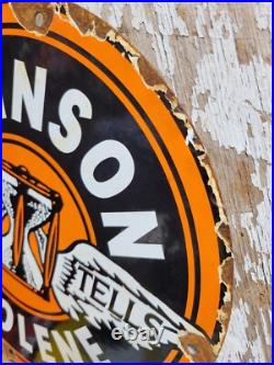 Vintage Johnson Gasolene Porcelain Sign Old Gas Pump Plate Motor Oil Advertising Vintage Johnson Gasolene Porcelain Sign Old Gas Pump Plate Motor Oil Advertising