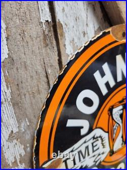 Vintage Johnson Gasolene Porcelain Sign Old Gas Pump Plate Motor Oil Advertising Vintage Johnson Gasolene Porcelain Sign Old Gas Pump Plate Motor Oil Advertising