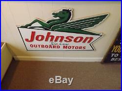 Vintage Johnson Sea-Horse Outboard Motors Dealer Sign Boats Gas Oil Soda Cola
