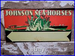 Vintage Johnson Sea-horse Sign Outboard Boat Motor Tin Tacker Oil Gas Service