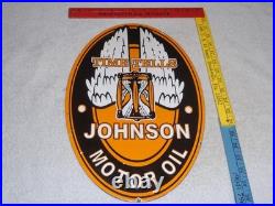 Vintage Johnson Time Tells Motor Oil Chicago Illinois 16.5 Porcelain Metal Sign