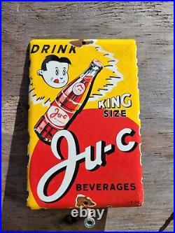 Vintage Ju-c Drink Porcelain Soda Sign Juc Juice Gas Station Oil USA King Bottle