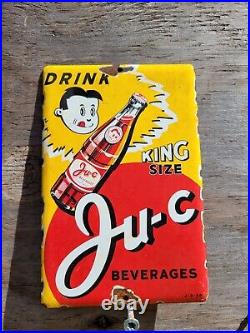 Vintage Ju-c Drink Porcelain Soda Sign Juc Juice Gas Station Oil USA King Bottle