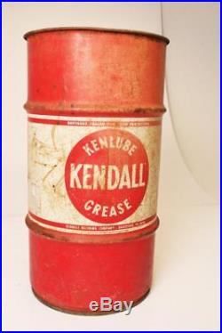 Vintage KENDALL GREASE BARREL advertising metal trash garbage can waste oil red
