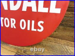 Vintage KENDALL MOTOR OILS Double Sided Red 24 Inch Round Metal Sign