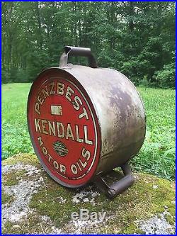 Vintage KENDALL Penzbest Motor Oil 5 Gal Gas Station Rocker Can Sign