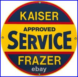 Vintage Kaiser Frazer Porcelain Dealership Sign Approved Service Gas Oil Auto