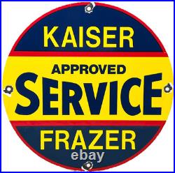 Vintage Kaiser Frazer Porcelain Dealership Sign Approved Service Gas Oil Auto