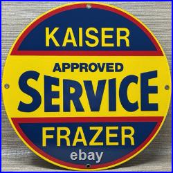 Vintage Kaiser Frazer Porcelain Dealership Sign Approved Service Gas Oil Auto