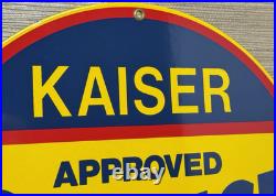 Vintage Kaiser Frazer Porcelain Dealership Sign Approved Service Gas Oil Auto