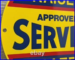 Vintage Kaiser Frazer Porcelain Dealership Sign Approved Service Gas Oil Auto