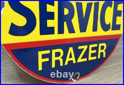 Vintage Kaiser Frazer Porcelain Dealership Sign Approved Service Gas Oil Auto