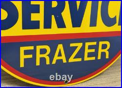 Vintage Kaiser Frazer Porcelain Dealership Sign Approved Service Gas Oil Auto