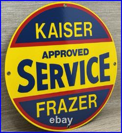 Vintage Kaiser Frazer Porcelain Dealership Sign Approved Service Gas Oil Auto