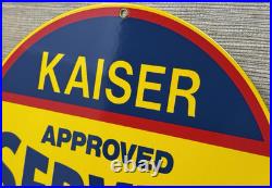 Vintage Kaiser Frazer Porcelain Dealership Sign Approved Service Gas Oil Auto