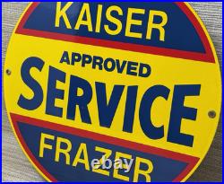 Vintage Kaiser Frazer Porcelain Dealership Sign Approved Service Gas Oil Auto