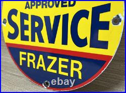 Vintage Kaiser Frazer Porcelain Dealership Sign Approved Service Gas Oil Auto