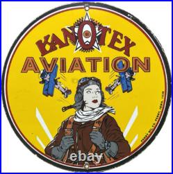 Vintage Kanotex Aviation Porcelain Sign Gasoline Gas Station Pump Plate Service Vintage Kanotex Aviation Porcelain Sign Gasoline Gas Station Pump Plate Service