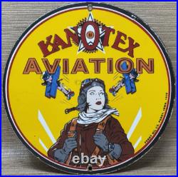 Vintage Kanotex Aviation Porcelain Sign Gasoline Gas Station Pump Plate Service Vintage Kanotex Aviation Porcelain Sign Gasoline Gas Station Pump Plate Service