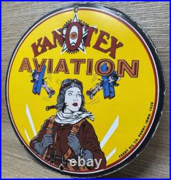 Vintage Kanotex Aviation Porcelain Sign Gasoline Gas Station Pump Plate Service Vintage Kanotex Aviation Porcelain Sign Gasoline Gas Station Pump Plate Service