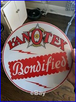 Vintage Kanotex Gas Pump Globe Lenses (2) NOS Sign Oil Service Station Gill Body