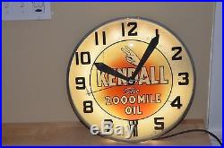 Vintage Kendall 2000 mile Motor Oil Advertising Wall Clock lighted Swihart shop