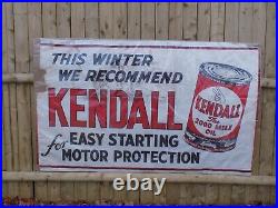 Vintage Kendall Motor Oil Cloth Gas Station Banner