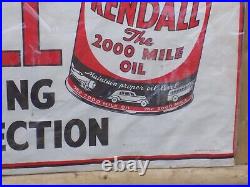 Vintage Kendall Motor Oil Cloth Gas Station Banner