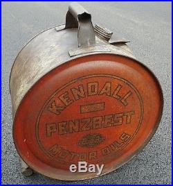 Vintage Kendall Motor Oil Penzbest 100% Pure Pennsylvania 5 Gallon Rocker Can