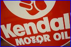 Vintage Kendall Motor Oil Sign 2 sided tin Dealer Gas Station Advertising NICE