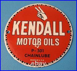 Vintage Kendall Motor Oils Sign Gasoline Service Gas Pump Porcelain Sign