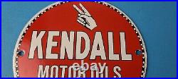 Vintage Kendall Motor Oils Sign Gasoline Service Gas Pump Porcelain Sign