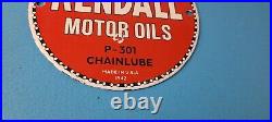 Vintage Kendall Motor Oils Sign Gasoline Service Gas Pump Porcelain Sign