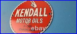 Vintage Kendall Motor Oils Sign Gasoline Service Gas Pump Porcelain Sign