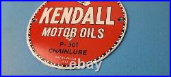 Vintage Kendall Motor Oils Sign Gasoline Service Gas Pump Porcelain Sign