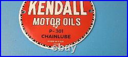 Vintage Kendall Motor Oils Sign Gasoline Service Gas Pump Porcelain Sign