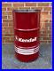 Vintage Kendall Oil Barrel Drum Trash Can Garage Art Shop Motor Oil Sign