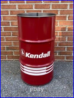 Vintage Kendall Oil Barrel Drum Trash Can Garage Art Shop Motor Oil Sign