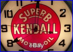 Vintage Kendall SuperB Motor Oil Advertising Clock Pam Back Lit Clock