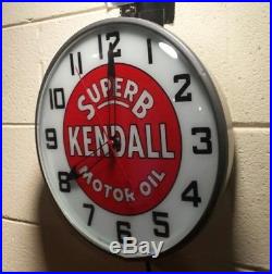 Vintage Kendall SuperB Motor Oil Advertising Clock Pam Back Lit Clock